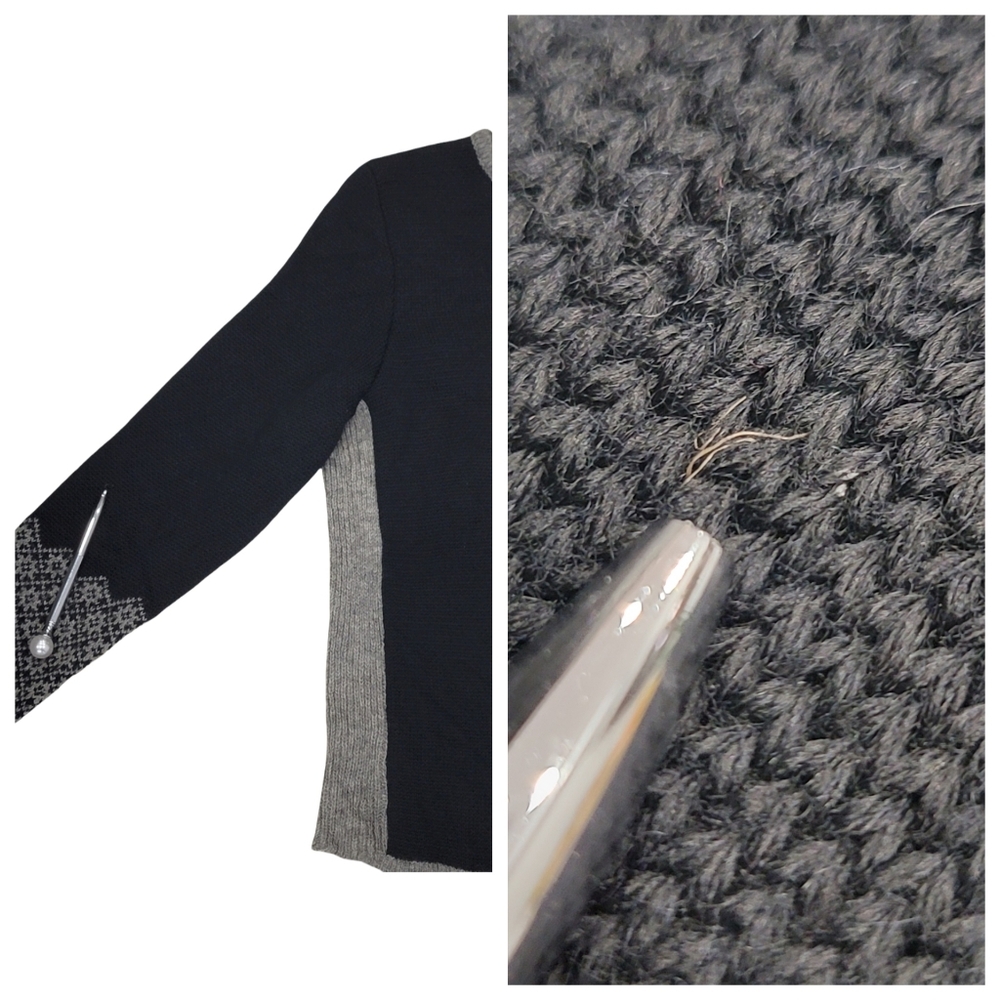 Handmade In Estonia 100% Wool Fair Isle Knit Cardigan Scandinavian Black Size S - Picture 14 of 17
